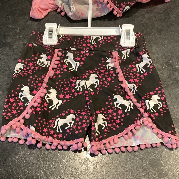 Girls brown pink unicorn 3 piece set of t-shirt, Tank and shorts - size 3T - NWT - Picture 5 of 8